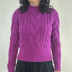 NWT - Banana Republic Purple Cable-Knit Pullover Sweater XXS Crewneck